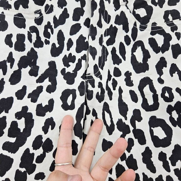 See By Chloe Leopard Print Crop Jean Black/White Women’s Size 34 U.S. 2 Mid Rise - Picture 11 of 12